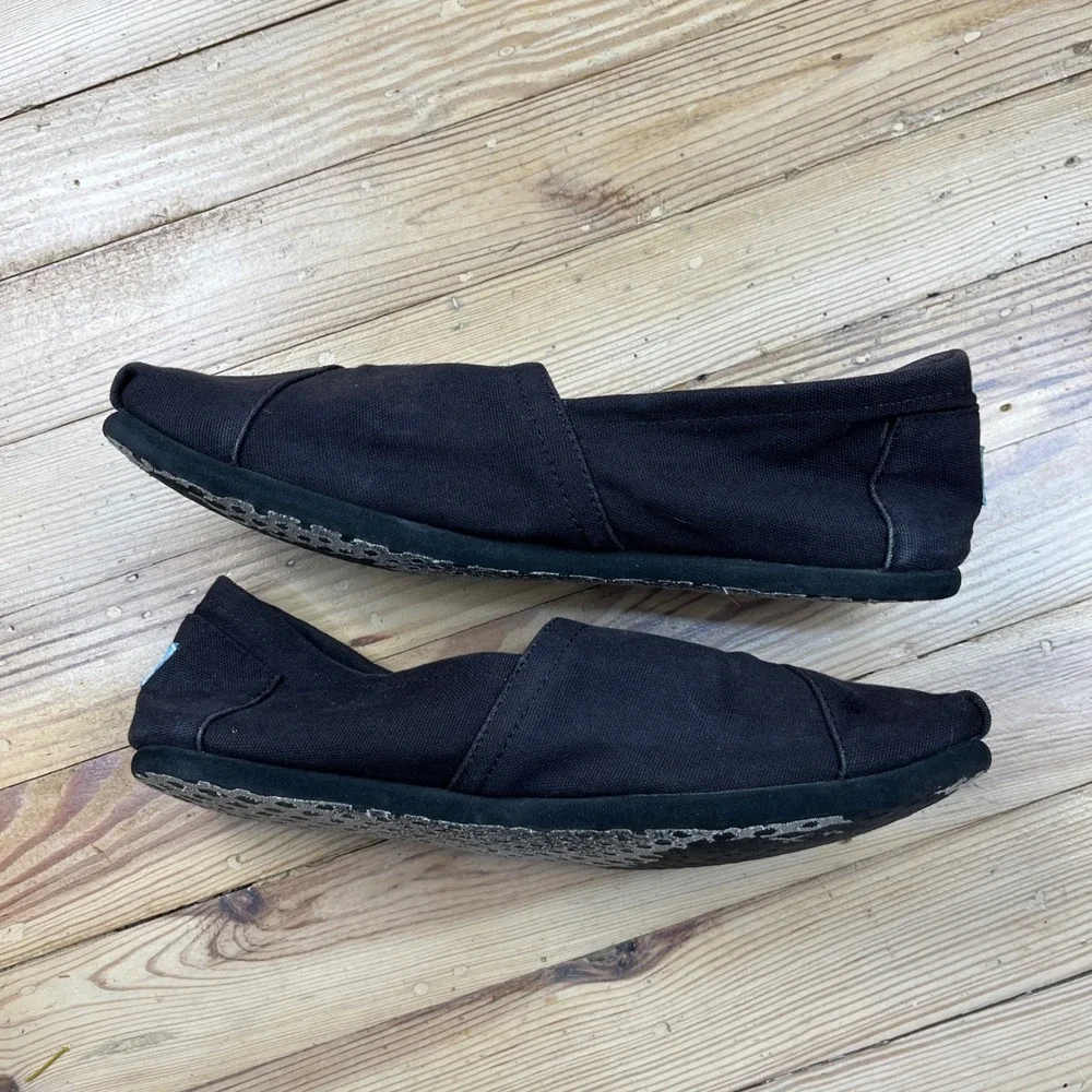 TOMS Classic Alpargata Black Canvas Slip On Flats Mens Size 10 Casual Shoes